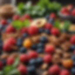Vibrant assortment of anti-inflammatory foods including berries, leafy greens, and nuts