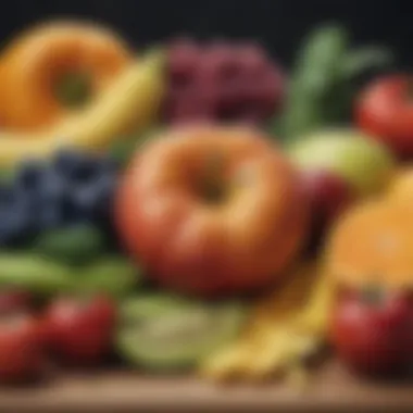 Fiber-Rich Foods for Digestive Health A vibrant assortment of fiber-rich fruits and vegetables arranged artistically