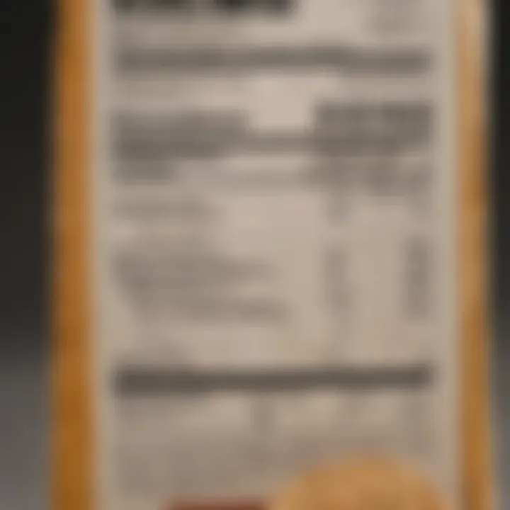 Close-up of the nutritional label on a low carb cracker package