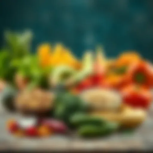 Illustration of various nutrient-dense foods