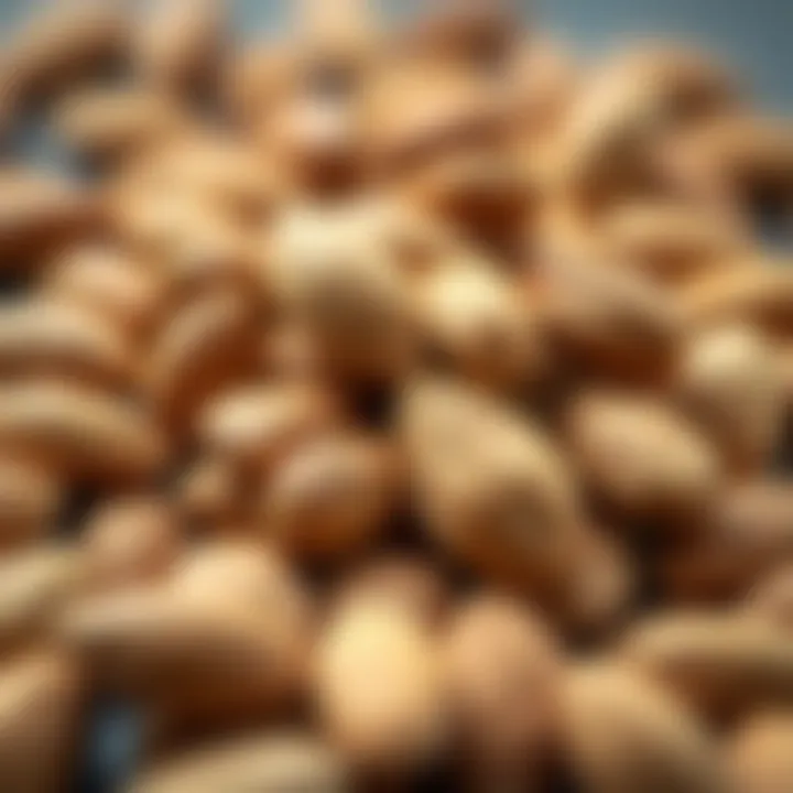 A handful of almonds emphasizing their health benefits.