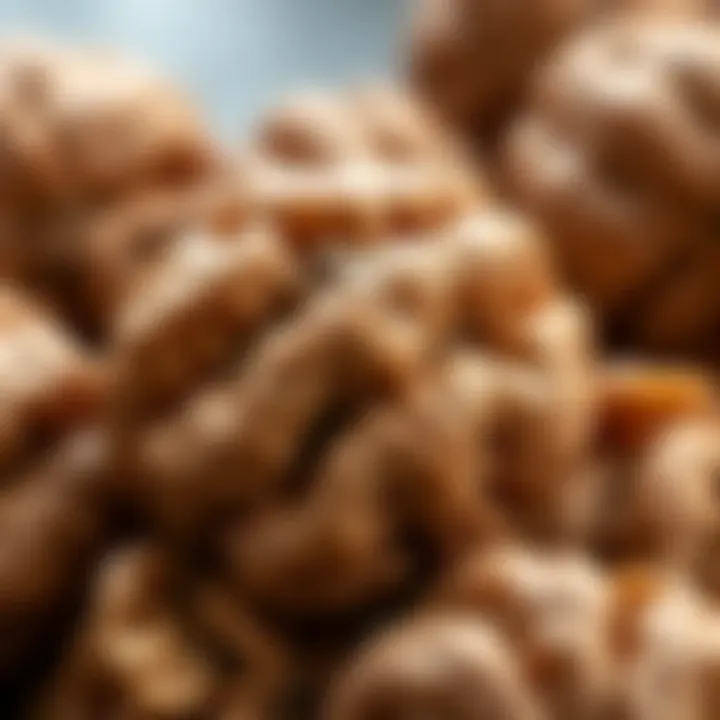 Close-up of walnuts highlighting their texture and rich nutrients.