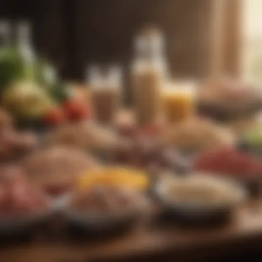 A diverse selection of protein-rich foods displayed appealingly.