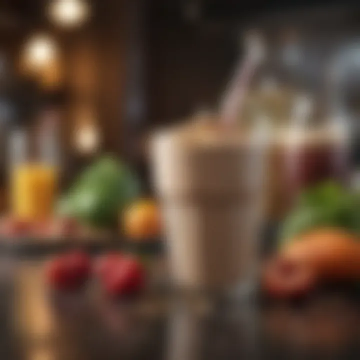 An aesthetically pleasing meal replacement shake in a glass, representing health and vitality.