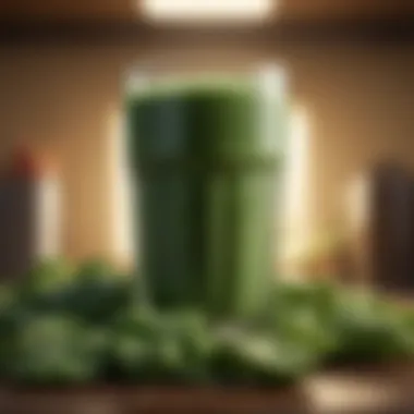Protein-Packed Green Shake A protein-packed shake filled with green vegetables and seeds, highlighting a healthy lifestyle.