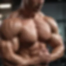 Powerful bicep contraction during workout
