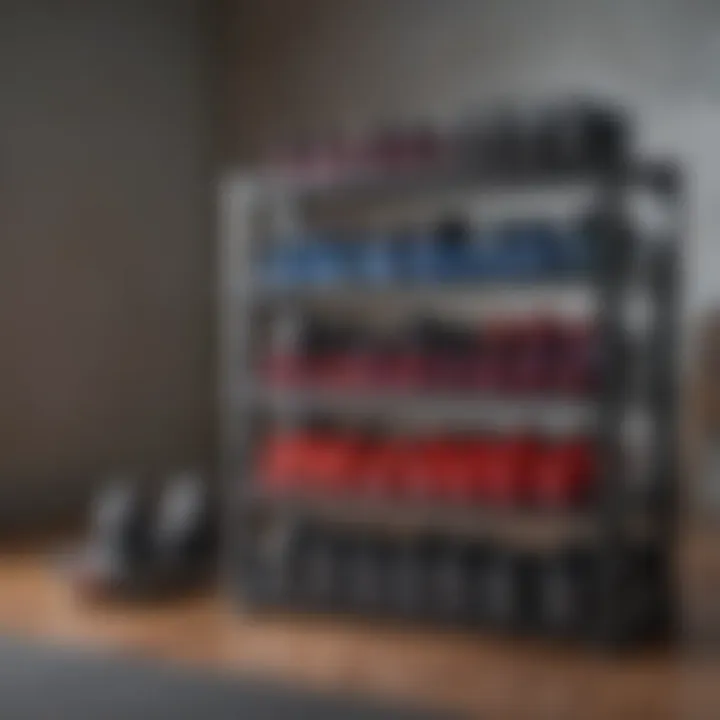 Compact storage solution for adjustable dumbbells