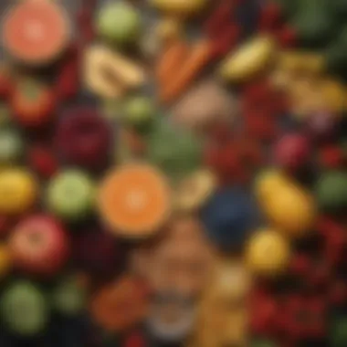 Healthy Dietary Choices A colorful array of fruits, vegetables, and whole grains, representing healthy dietary choices.