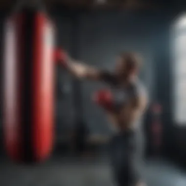 RDX Punching Bags in Action During Training RDX punching bag in use during a training session