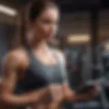 Person analyzing workout data on a fitness app