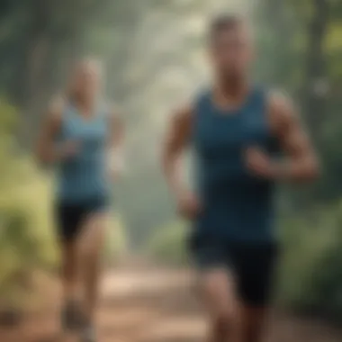 Runners in Saucony Gear Outdoors Runners in action wearing Saucony gear in an outdoor setting