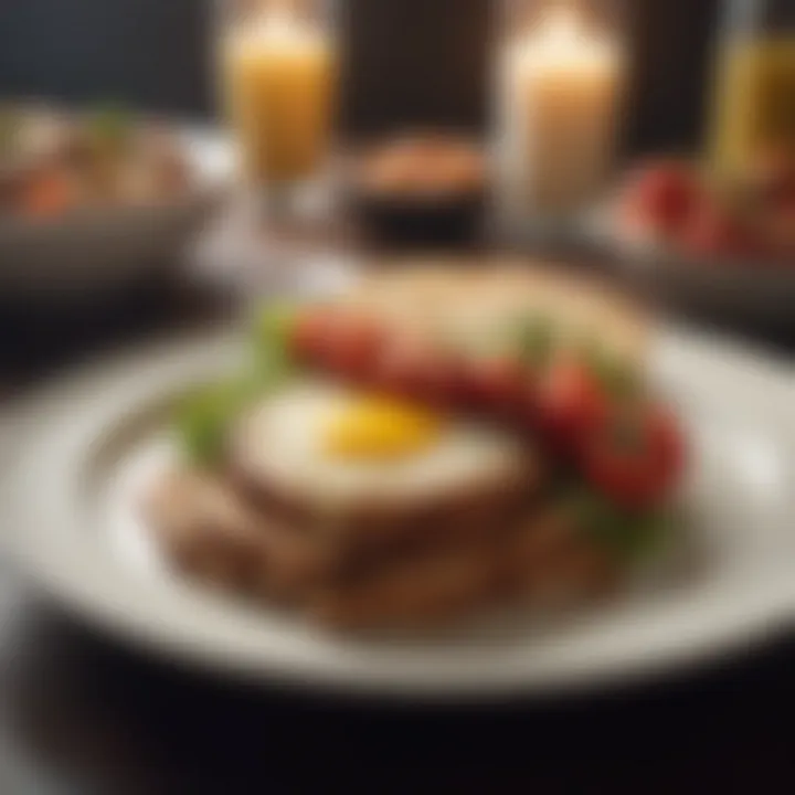 Close-up of a balanced plate with diverse food groups