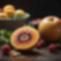 Fresh fruits and vegetables rich in fiber