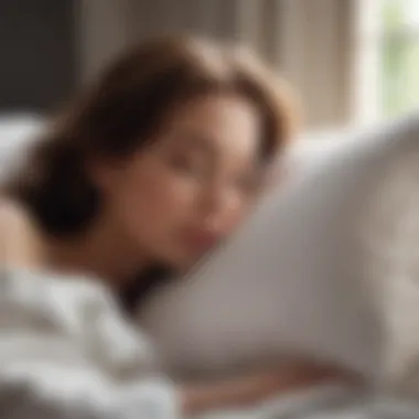 Comfort Experience with Sleep Artisan Pillow A user experiencing comfort with Sleep Artisan Pillow during restful sleep