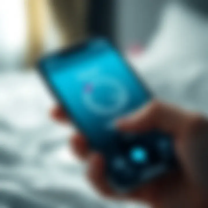 User interface of a smart snore stopper app on a smartphone.