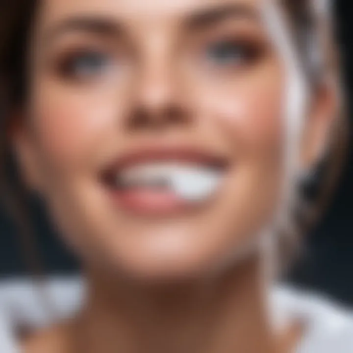 Close-up of Snow Teeth Whitening LED device in use