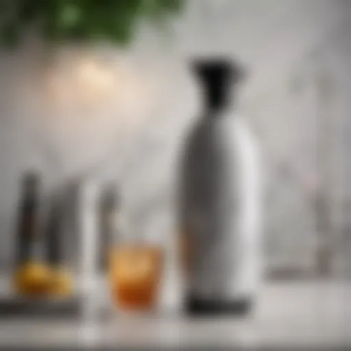 An elegant soda syphon on a marble countertop