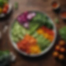 A colorful array of fresh vegetables and lean proteins arranged neatly on a plate