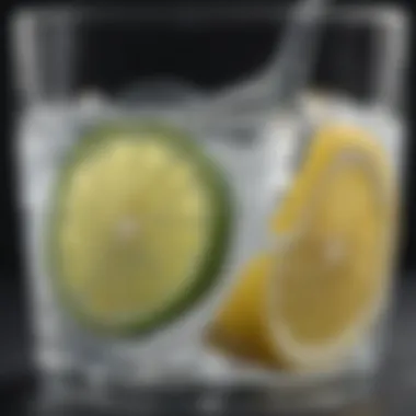 A glass of water with slices of lemon and cucumber