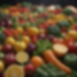 Colorful assortment of fresh vegetables and fruits