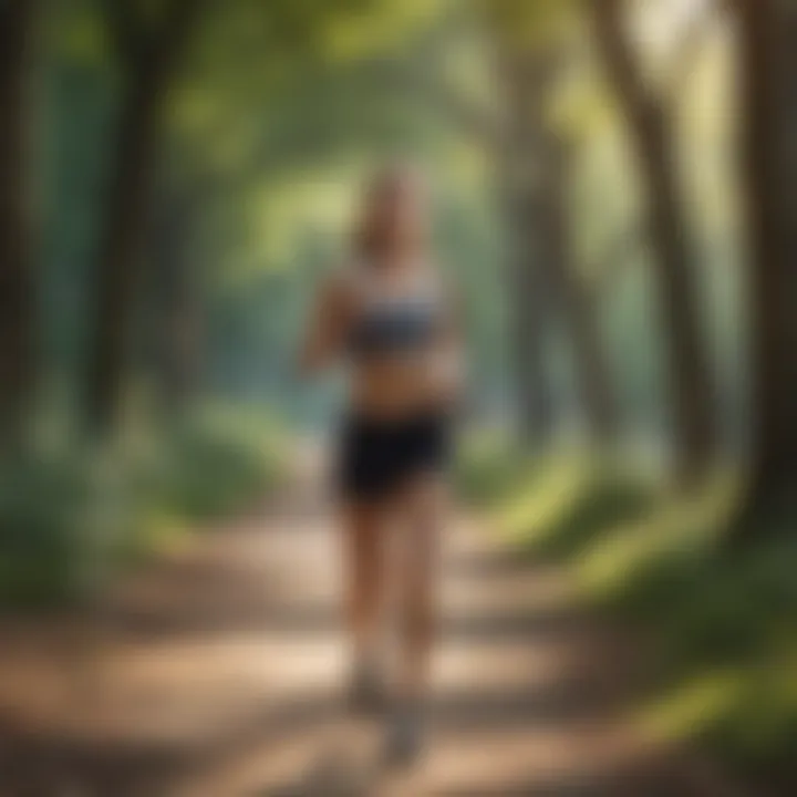 Person jogging along a scenic park trail