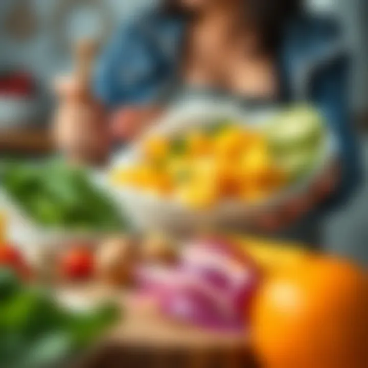 Healthy meal preparation with fresh ingredients