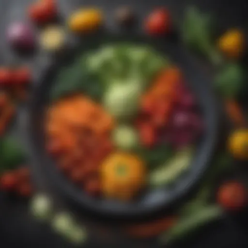 A colorful selection of low-carb vegetables arranged artistically on a plate