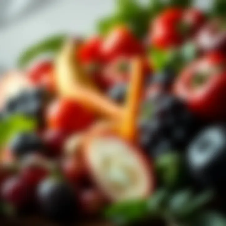 Fresh vegetables and fruits arranged elegantly