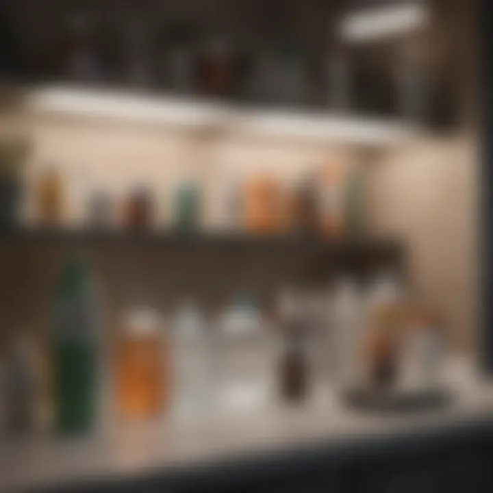 An organized medicine cabinet showcasing various headache relief options.