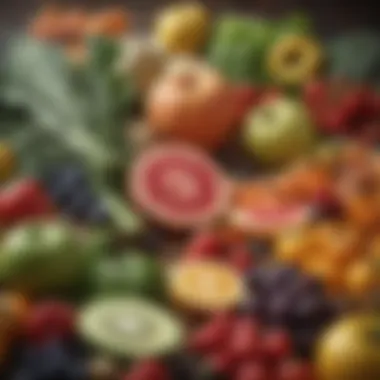 Nutrient Boosting Foods A vibrant spread of fresh fruits and vegetables, highlighting nutrient-rich options for recovery.