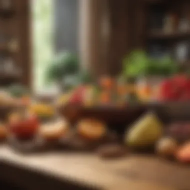 A vibrant assortment of nutrient-rich foods on a wooden table