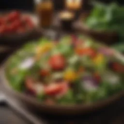 A vibrant salad packed with fresh greens and colorful vegetables promoting a healthy diet.