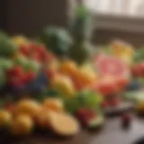 A vibrant assortment of fresh fruits and vegetables showcasing healthy dietary options