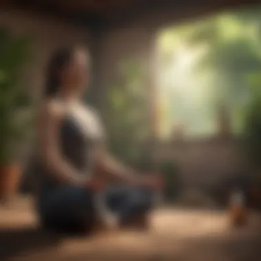 Individual meditating in a serene environment