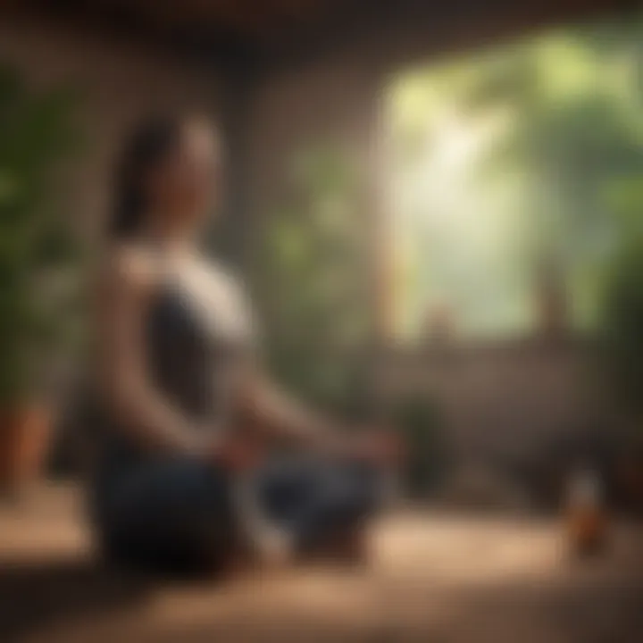 Individual meditating in a serene environment