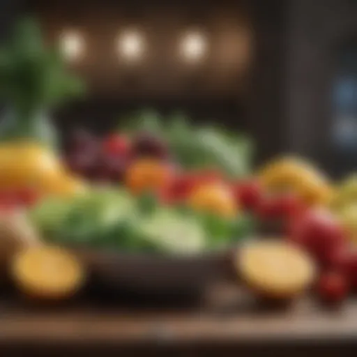 Colorful array of fresh fruits and vegetables promoting healthy eating.