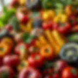 Colorful array of fresh fruits and vegetables promoting healthy eating