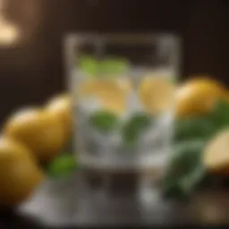 A refreshing glass of lemon water surrounded by fresh lemons and mint leaves