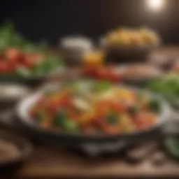 Healthy food spread showcasing fresh vegetables and lean proteins.