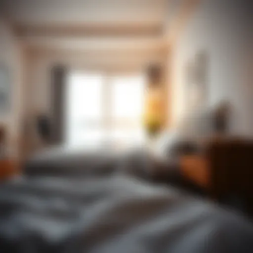 A serene bedroom scene with soft lighting promoting relaxation