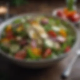 A vibrant salad bowl with fresh greens and colorful vegetables