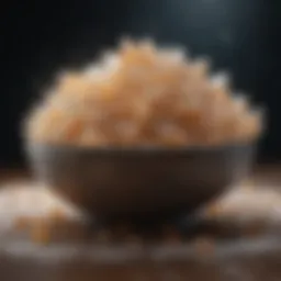 Raw sugar crystals in a decorative bowl