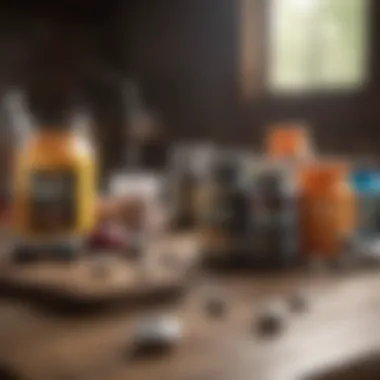 Diverse Range of Workout Supplements Various supplements displayed on a wooden table