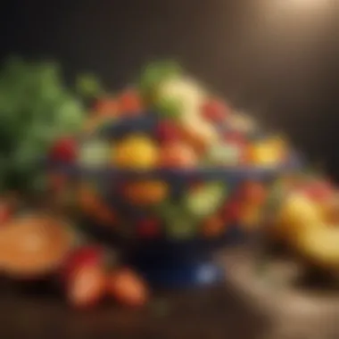 The Essence of Balanced Nutrition A vibrant bowl of fresh fruits and vegetables showcasing the essence of balanced nutrition.