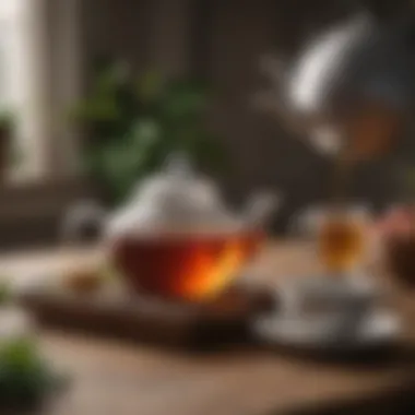 A serene setting with a teapot and cup, symbolizing relaxation and mindful drinking