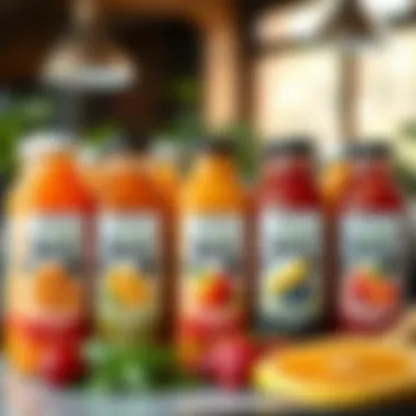 An Exquisite Selection of Juice Flavors Juice bottles lined up showcasing various flavors