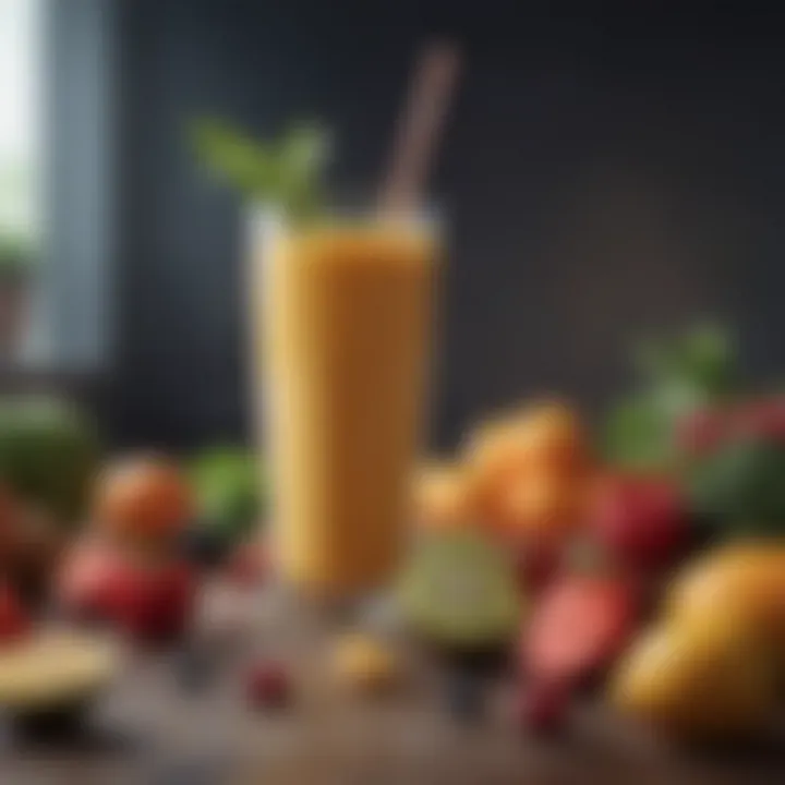 Vibrant assortment of fresh fruits and vegetables used in smoothies