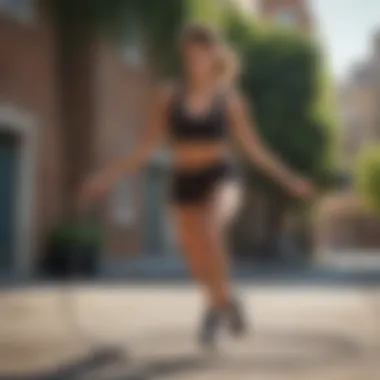 Demonstration of Proper Jump Rope Techniques An athlete demonstrating proper jump rope techniques