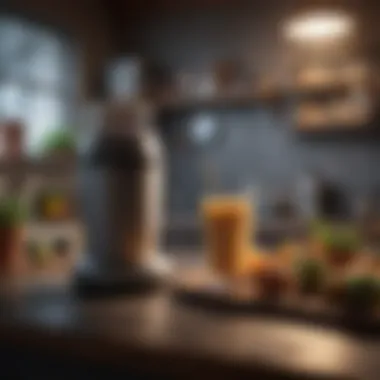 Efficient Workspace for Smoothie Creation A well-organized kitchen setup for smoothie preparation