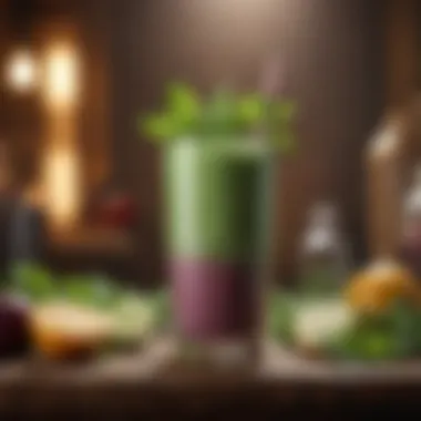 Deliciously Nutritious Smoothie Delight A refreshing smoothie in a glass, garnished with mint
